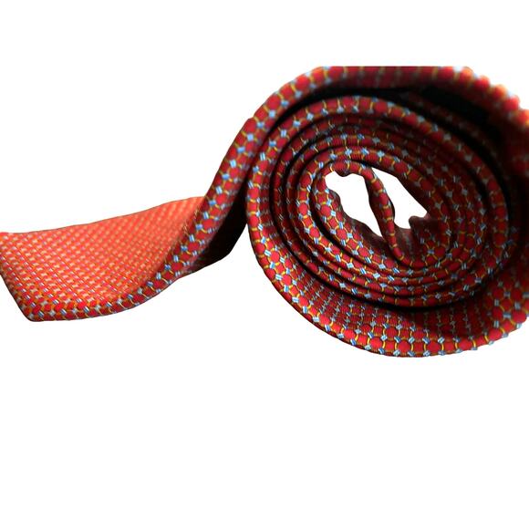 Brooks Brothers Makers Mens Tie 100% Silk Classic Chain Link Red Blue Yellow USA - Picture 3 of 8